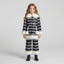 Girls Black and White Striped Faux-Fur Trimmed Winter Outfit Set
