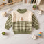 Boys Green & Beige Striped Wool Sweater – Cozy Winter Wear