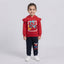 Girls Red & Navy Velvet Tracksuit