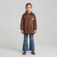 Girls Brown Suede Jacket & Embellished Flare Jeans Set