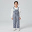 Girls Grey Plush Overalls & Top Set