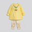 Girls Fleece-Lined Yellow Frock & Printed Trouser Winter Set