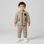 Boys Corduroy Zipper Jacket & Tracksuit Set – Beige Winter Outfit for Toddlers