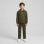 Boys Olive Embossed Half-Zip Tracksuit | Iqra Garments