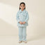 Cozy Blue Faux-Fur Jacket and Ruffled Trouser Set – Winter Chic Wear for Girls