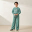 Mint Green Textured Co-Ord Set with Graphic Details for Girls