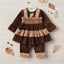 Baby Girls Brown and Beige Velvet Winter Outfit 2 Piece Set