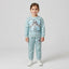 Little Girl in Light Blue Graphic Sweatshirt and Jogger Set