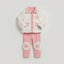 Toddler Girls' Chic 2-Piece Teddy Bear Jacket and Velour Pants Set with Sheep Knee Patches