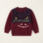 Kids Maroon & Purple Fuzzy Winter Sweater with "Smile" Graphic