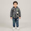 Boys Grey Hooded Teddy Bear Puffer Jacket & Denim Jeans Set