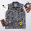 Boys Grey Acid-Wash Denim Vest with Patches