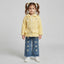 Girls Yellow Faux Fur Winter Jacket and Star-Embroidered Acid-Wash Denim Jeans Set