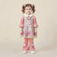 Pink Toddler Girls Winter Outfit Set – Hound's-tooth Tunic & Floral Flared Pants