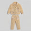 Girls Fluffy Winter Suit with Leaf Pattern & Pockets