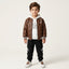 Boys Premium 3 Piece Streetwear Set Leather Jacket Graphic Hoodie and Cargo Joggers