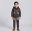 Boys Brown and Grey Fur-Hooded Winter Tracksuit Set