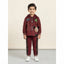 Kids Maroon Velvet 2-Piece Tracksuit with Hoodie & Character Patch