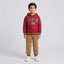 Boys Red Hooded Sweatshirt & Khaki Velvet Tracksuit
