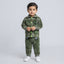 Baby Boy Olive Green Plaid Shirt & Velvet Tracksuit Set
