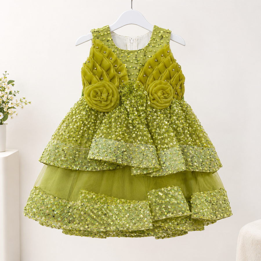 Girls Fancy Party Dress Green