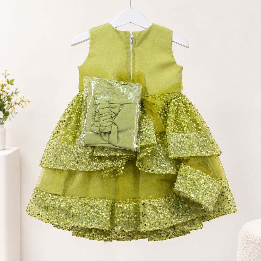 Girls Fancy Party Dress Green