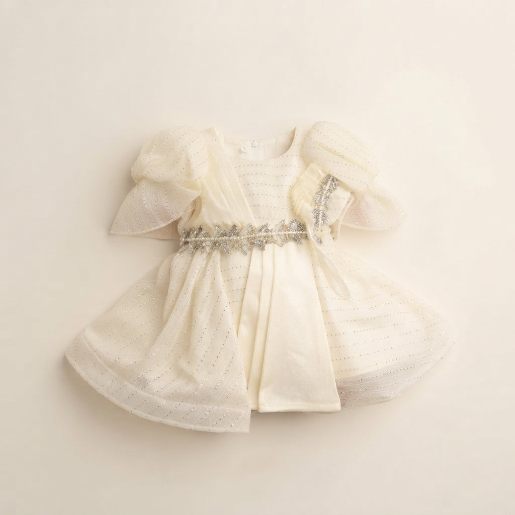 Ivory Shimmer Newborn Frock