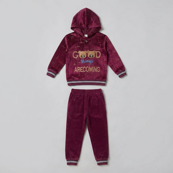 Kids Velvet 2 Piece Hoodie Style Suit — Photo 2