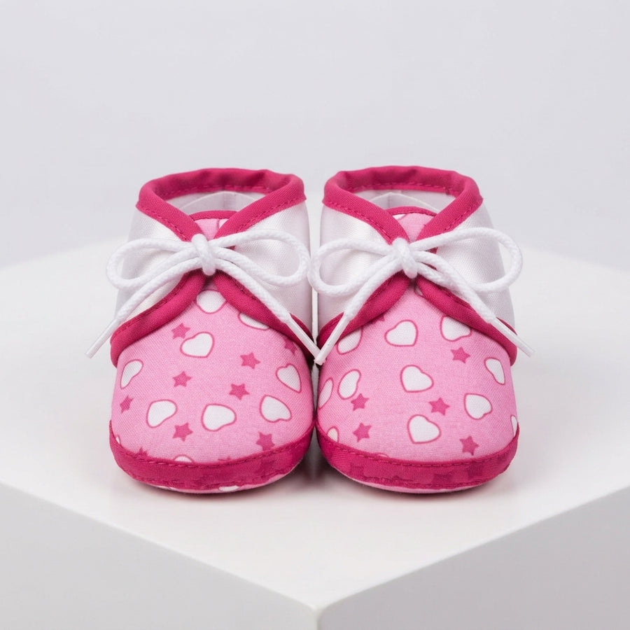 Baby Pink Heart And Star Canvas Booties