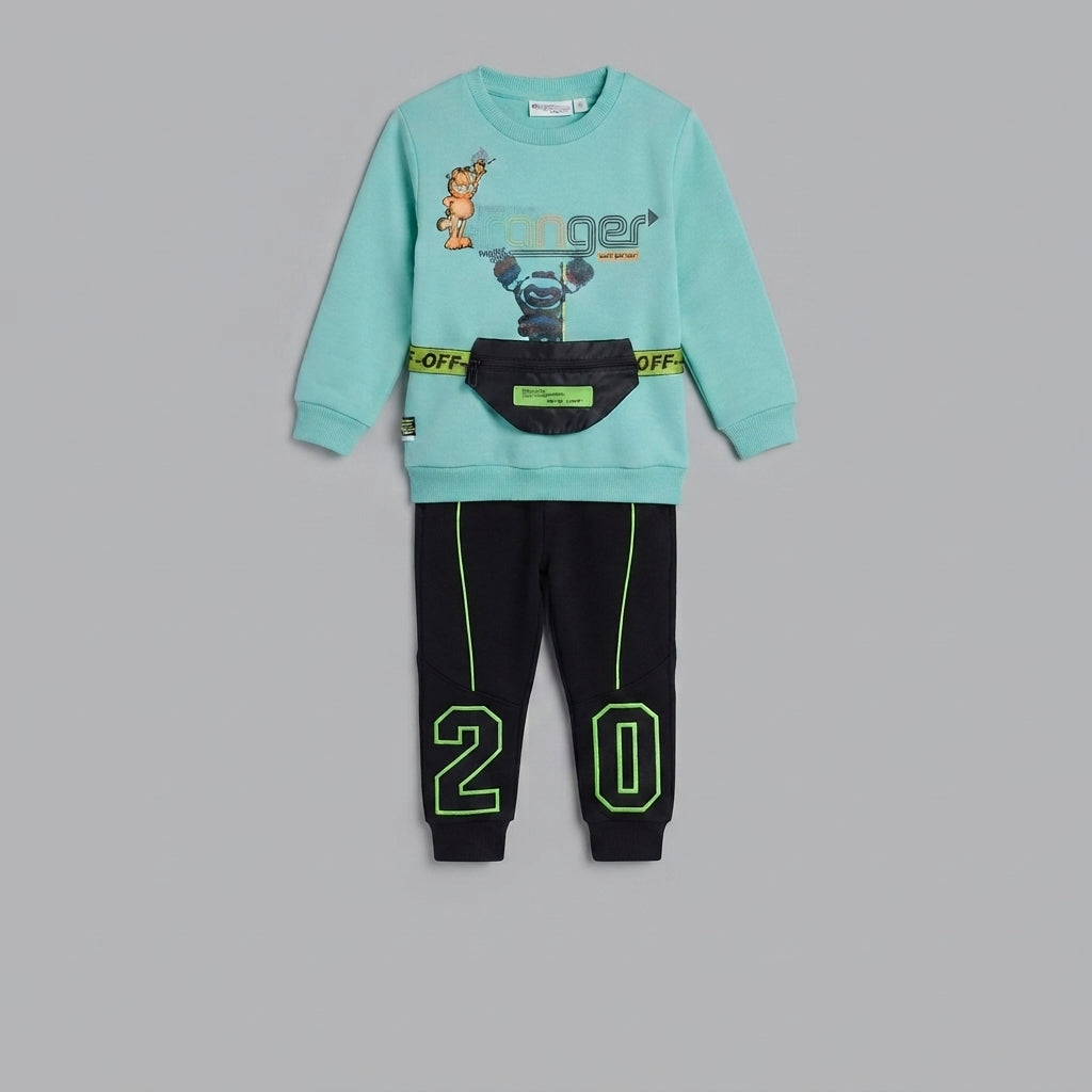 Boys Turquoise Fleece Two Piece Suit — Photo 2