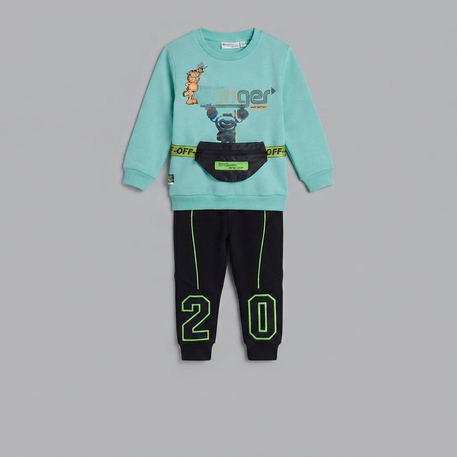 Boys Turquoise Fleece Two Piece Suit — Photo 2