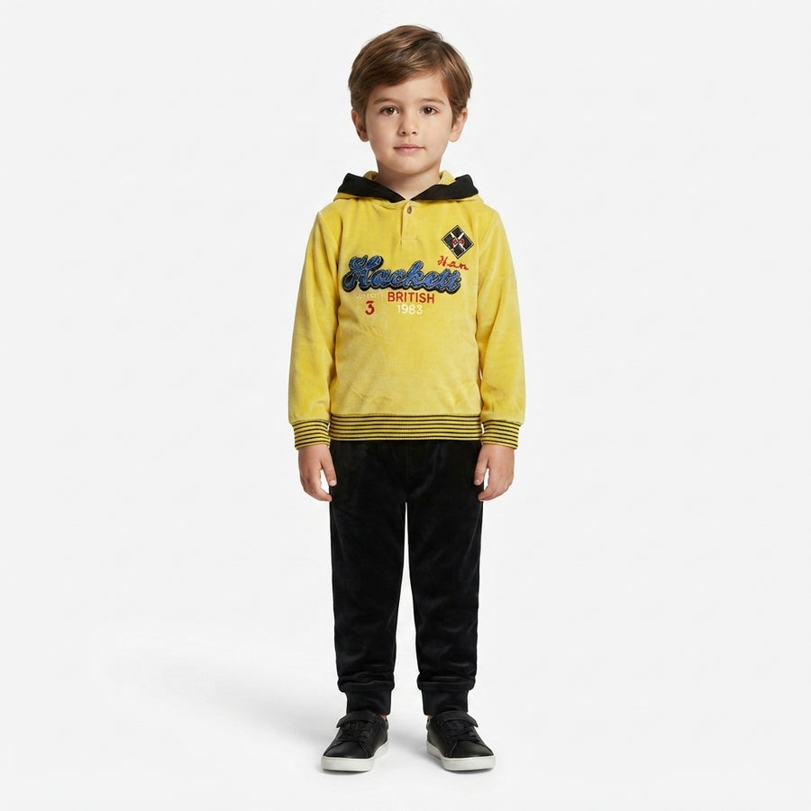 Boys Yellow &amp; Black 2-Piece Hooded Winter Tracksuit