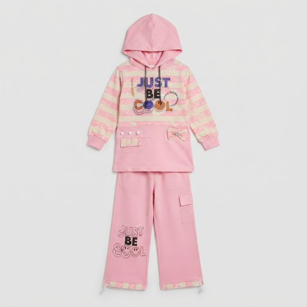 Girls Pink Just Be Cool Hoodie Set — Photo 2