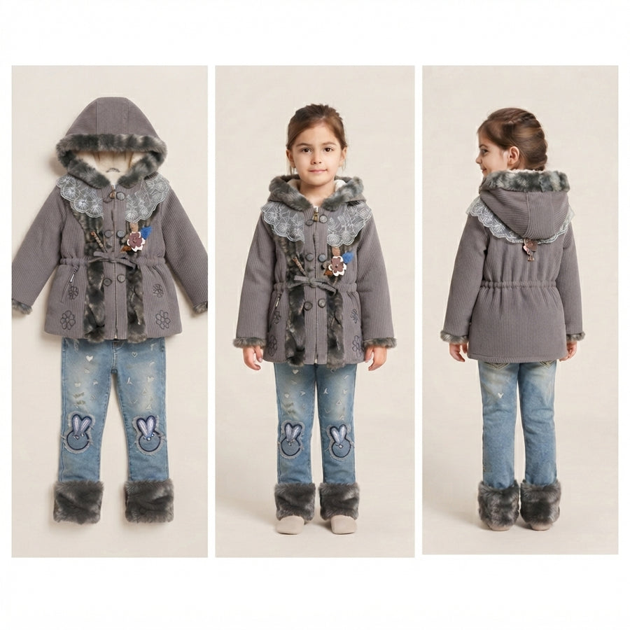 Little Girl in Grey Corduroy Coat — Photo 2