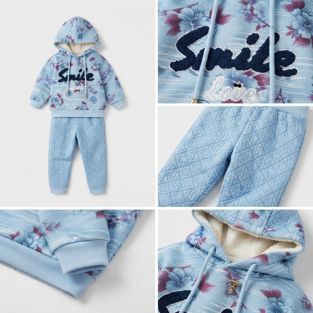 Girls Floral Smile Hoodie Set — Photo 2