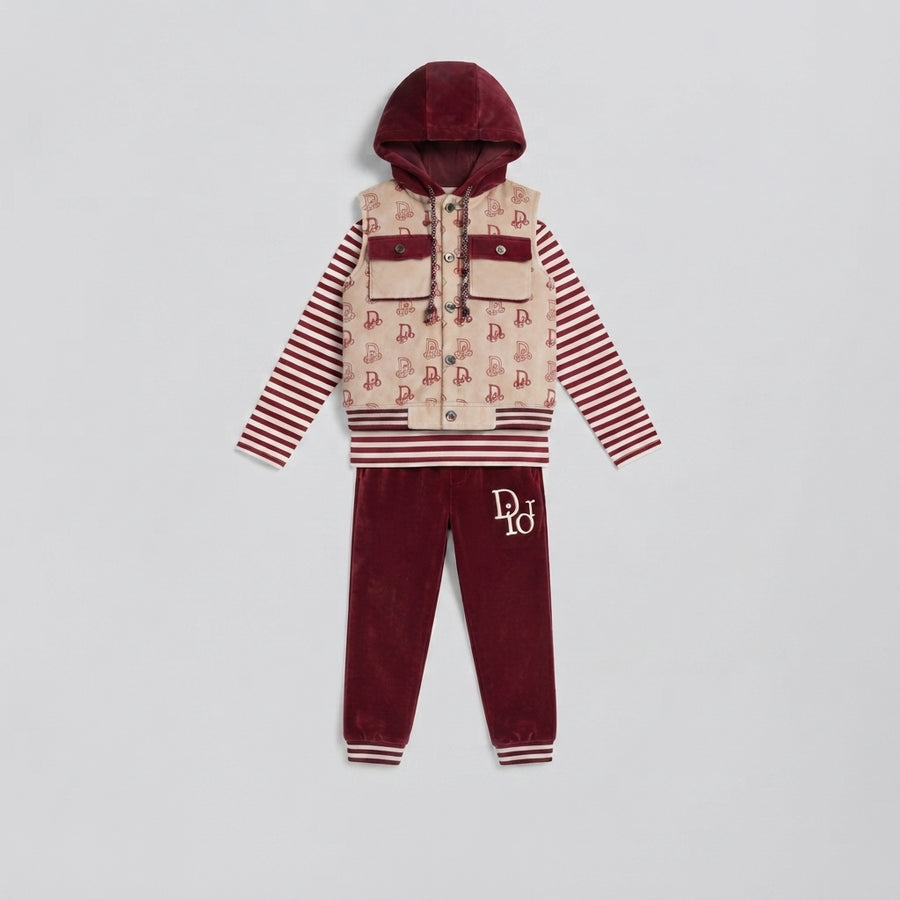 Kids Boys Velvet Hooded Vest Outfit — Photo 2