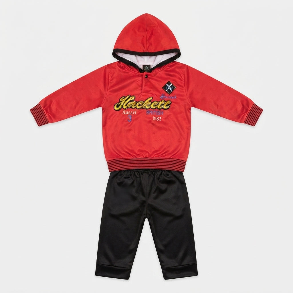 Boys Red & Black Hooded Winter Tracksuit — Photo 2