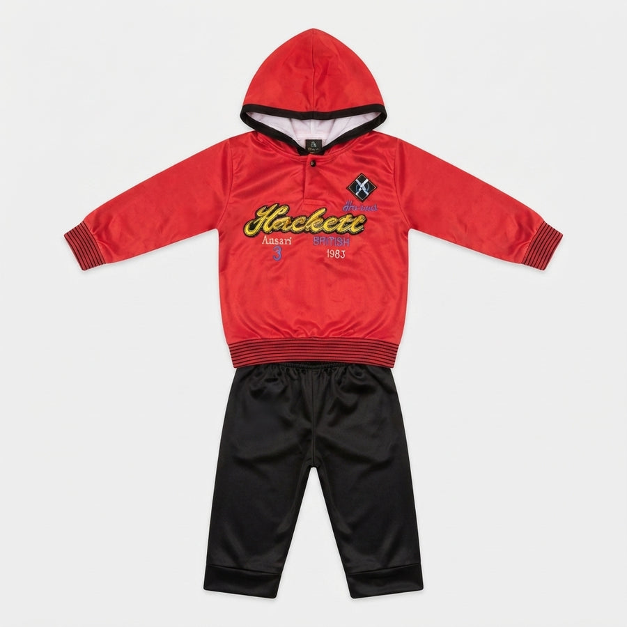 Boys Red & Black Hooded Winter Tracksuit — Photo 2