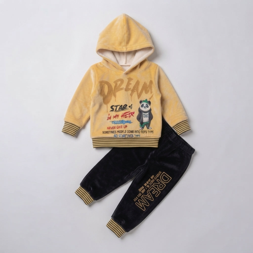 Yellow & Black Hoodie Style 2 Piece Suit — Photo 2