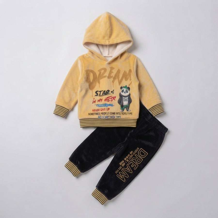 Yellow & Black Hoodie Style 2 Piece Suit — Photo 2