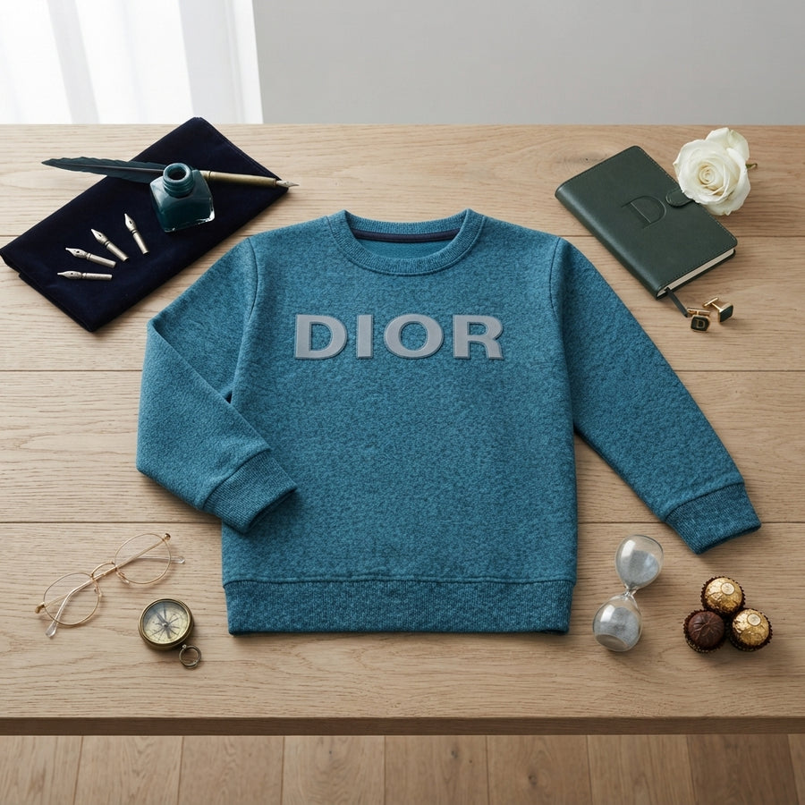 Boys' Teal Melange Logo Print Sweatshirt — Photo 2