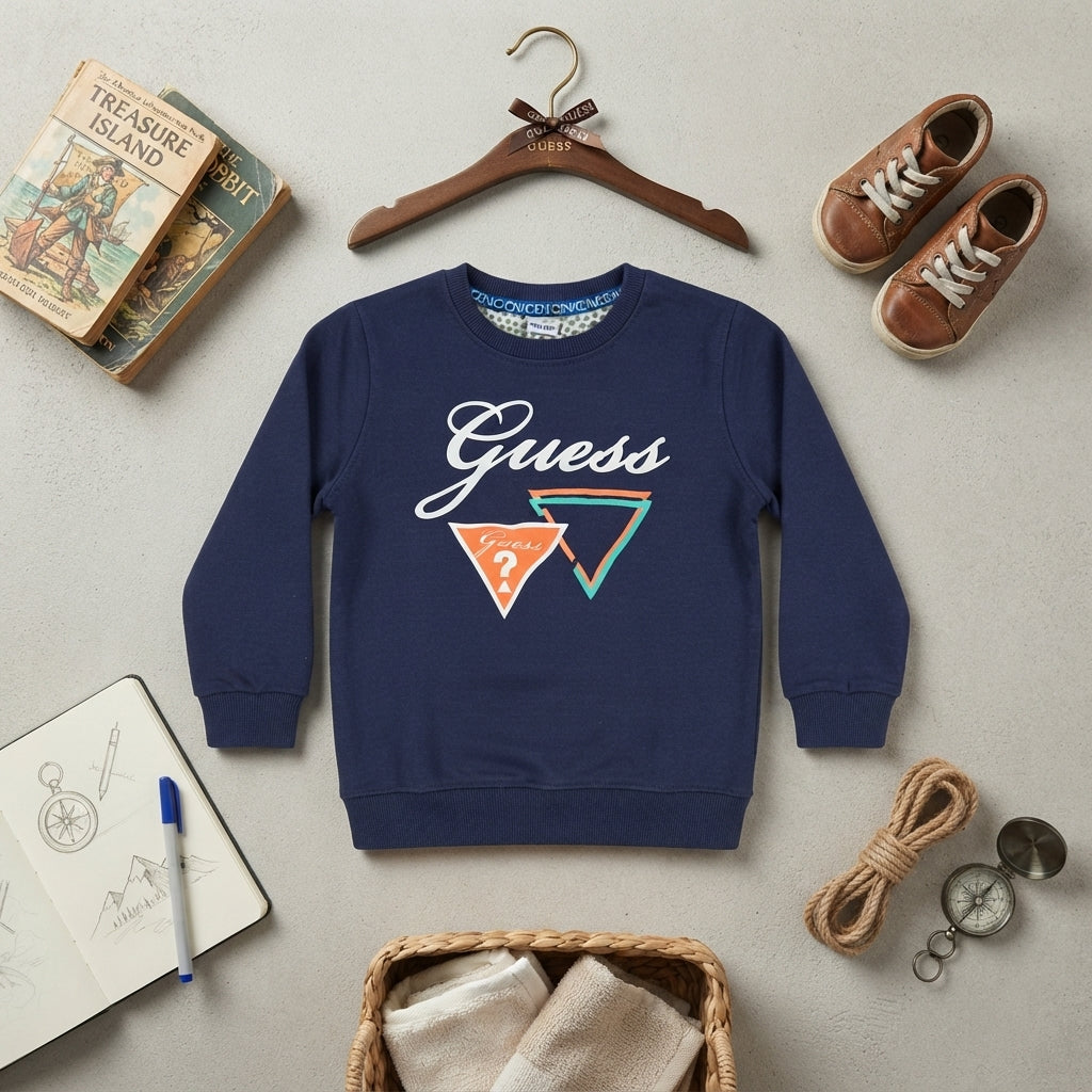Kids' Navy Blue Script Graphic Sweatshirt