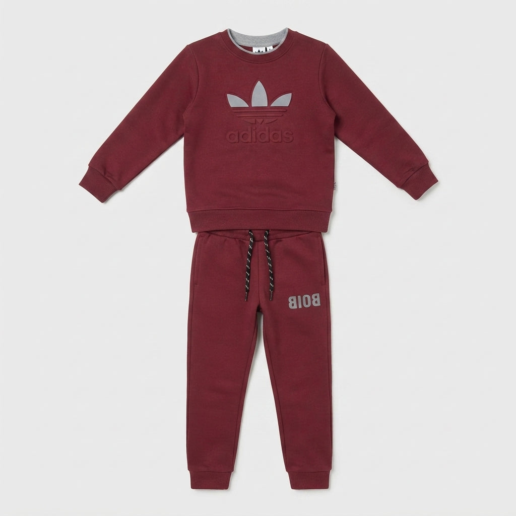 Boys Maroon Branded Crewneck Tracksuit | Iqra Garments — Photo 2