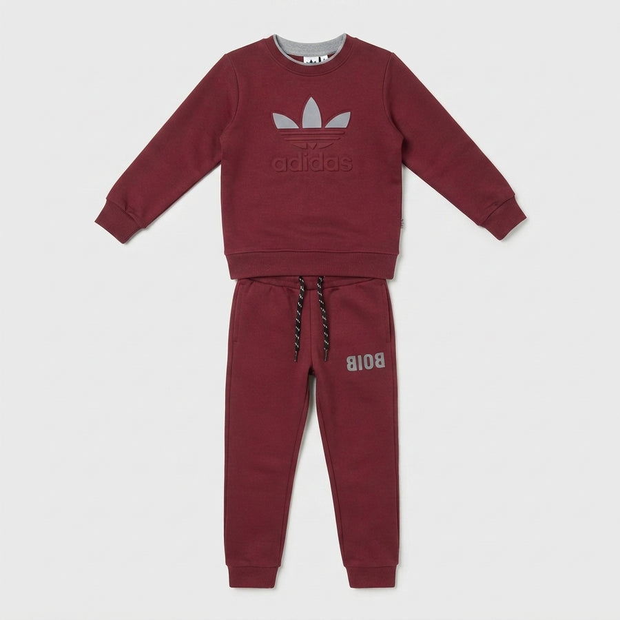 Boys Maroon Branded Crewneck Tracksuit | Iqra Garments — Photo 2