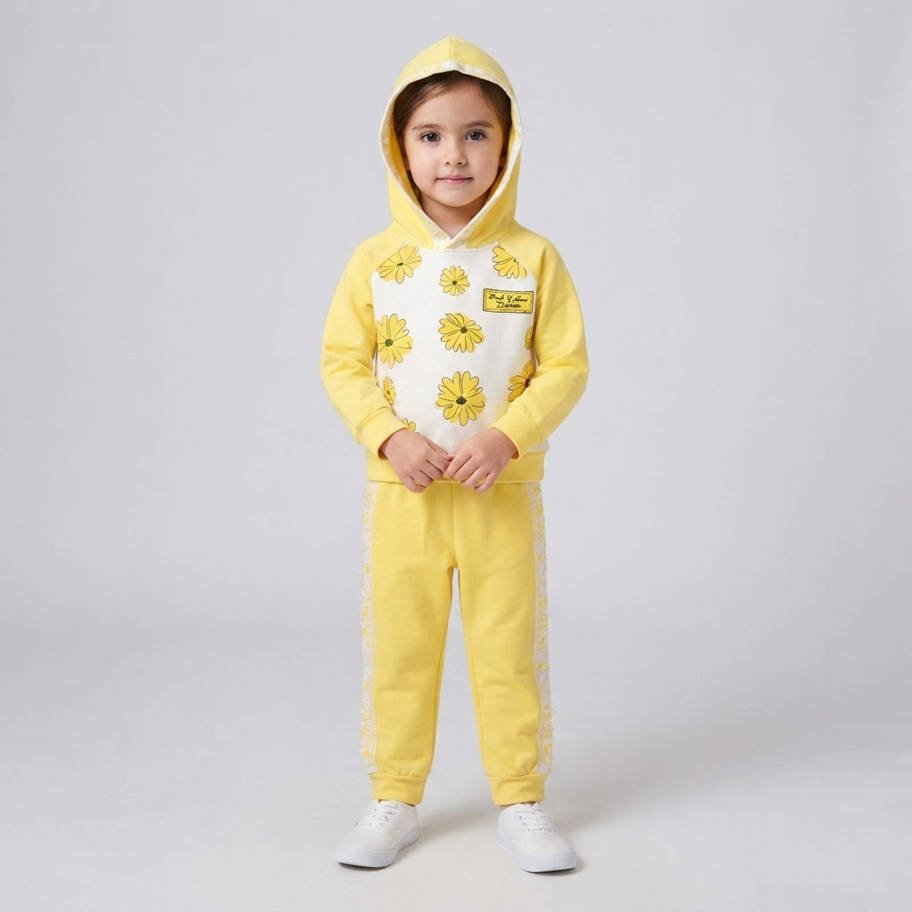 Kids' Yellow Floral Hoodie & Tracksuit Set — Photo 2