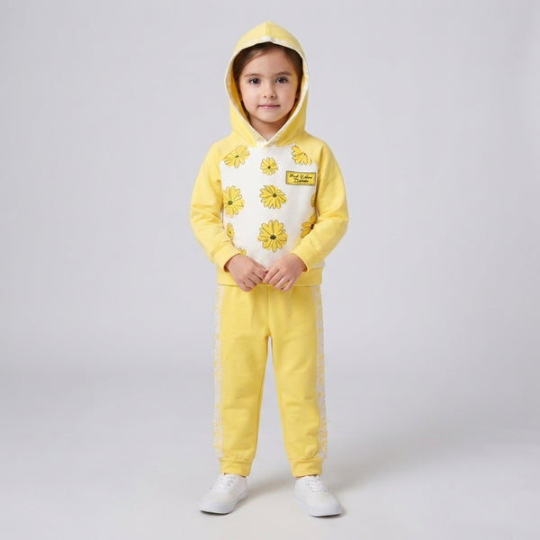 Kids' Yellow Floral Hoodie & Tracksuit Set — Photo 2