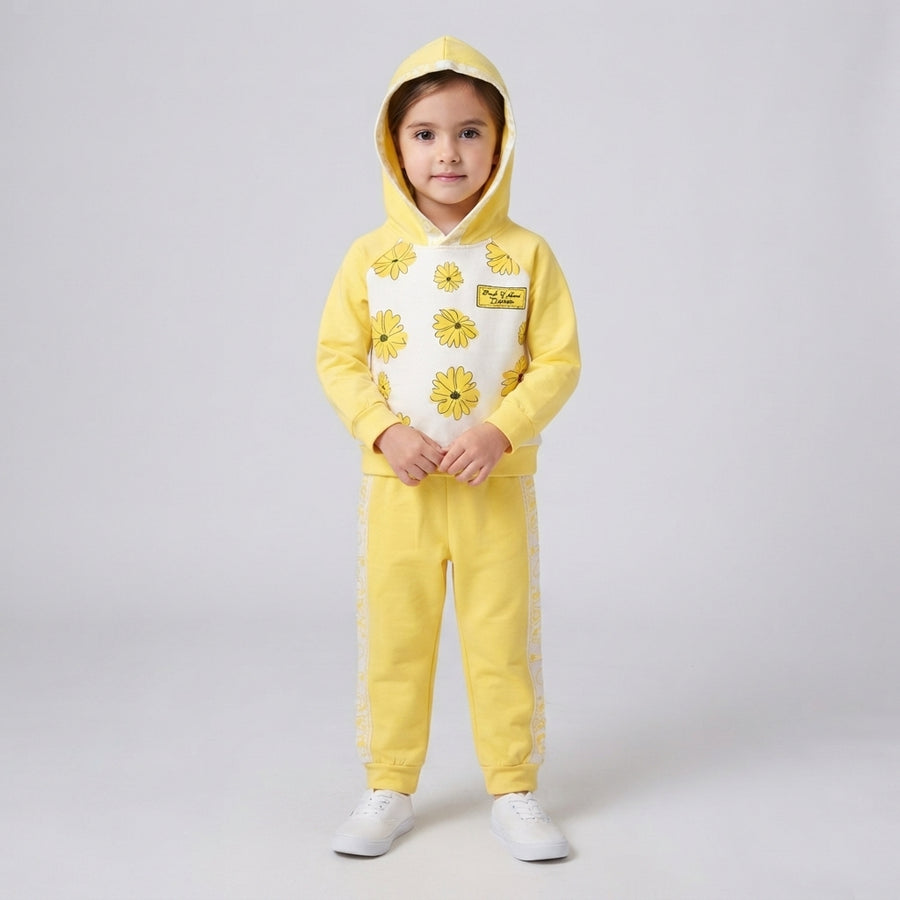 Kids' Yellow Floral Hoodie & Tracksuit Set — Photo 2