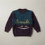 Boys Purple & Teal "Smile" Fuzzy Sweater