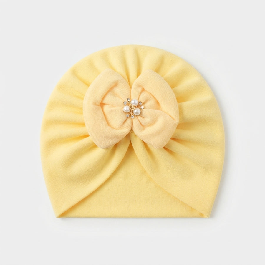 Baby Girl Pearl Bow Styled Turban Cap