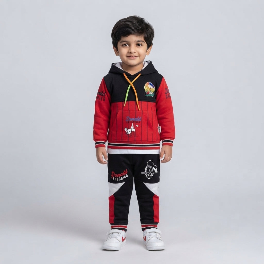 Donald Duck Red &amp; Black Kids Hoodie Outfit Set